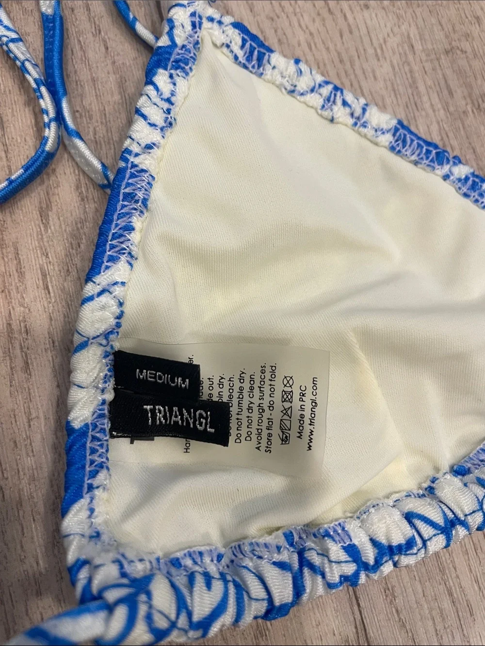 triangl swimwear Blue & White Floral Women’s Tie-Side Bikini with Pouch